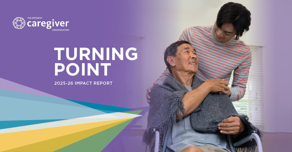 OCO 2025-26 Turning Point Impact Report cover — caregiver supporting elderly family member.